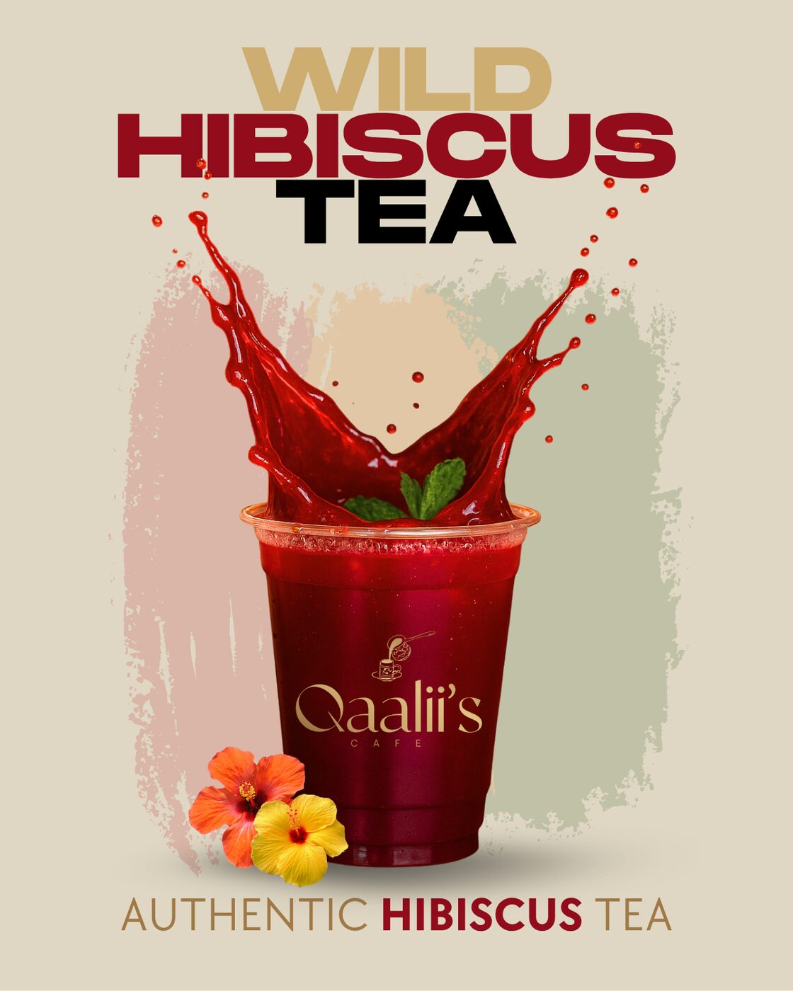 Qaali's Cafe hibiscus tea promotional poster