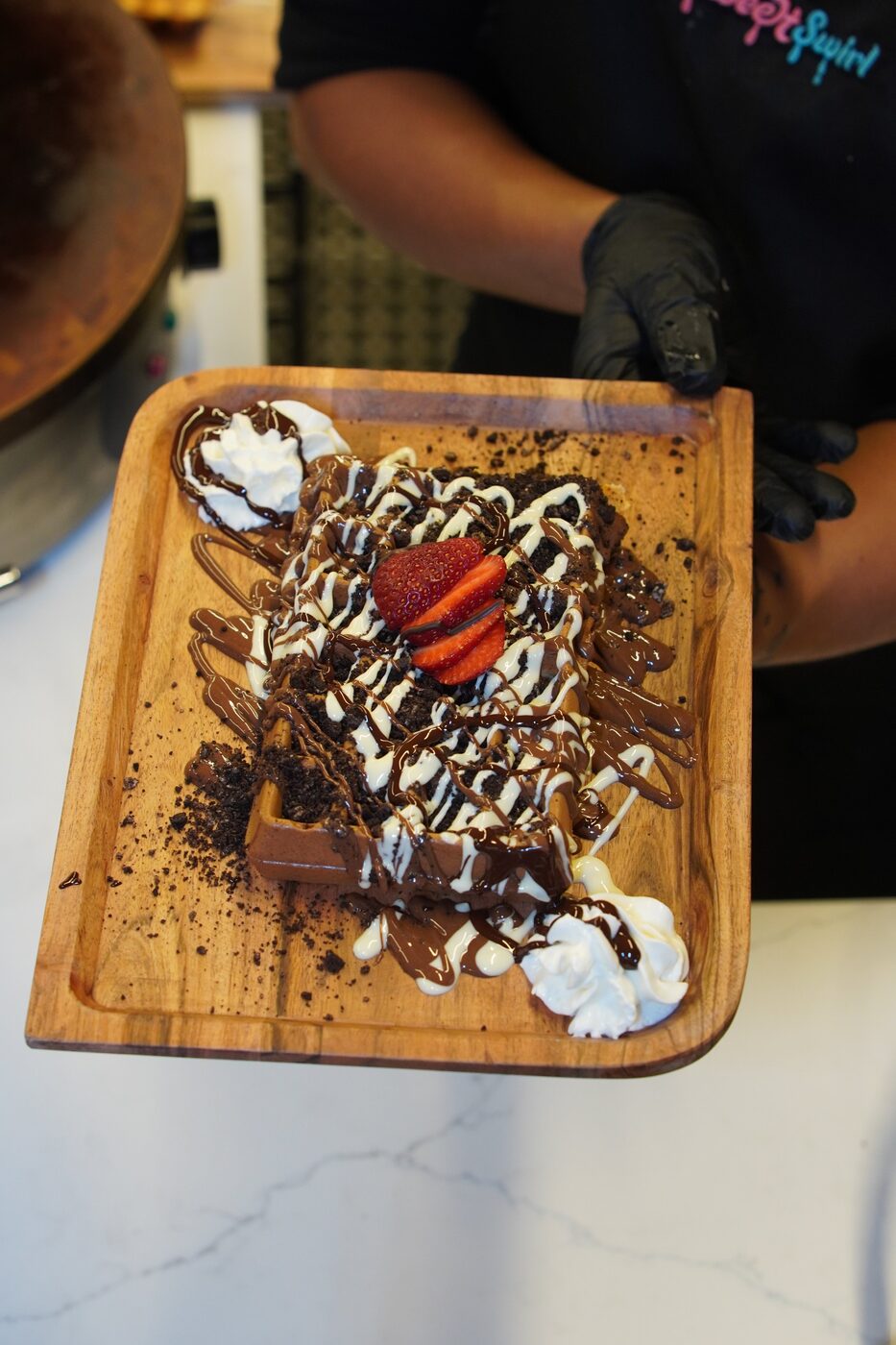Chocolate brownie sundae