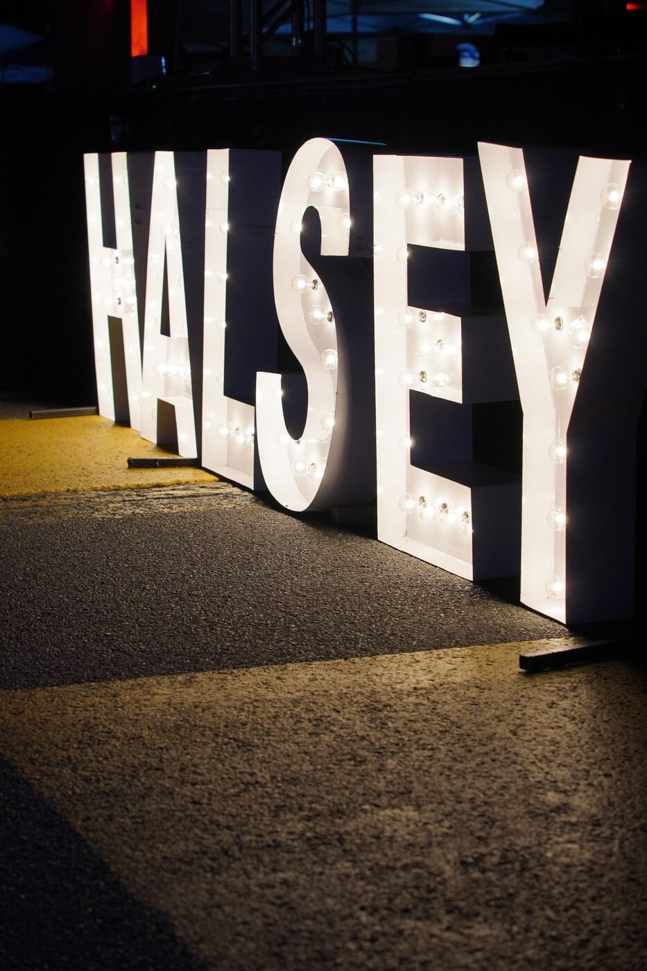 HONEY marquee sign at night